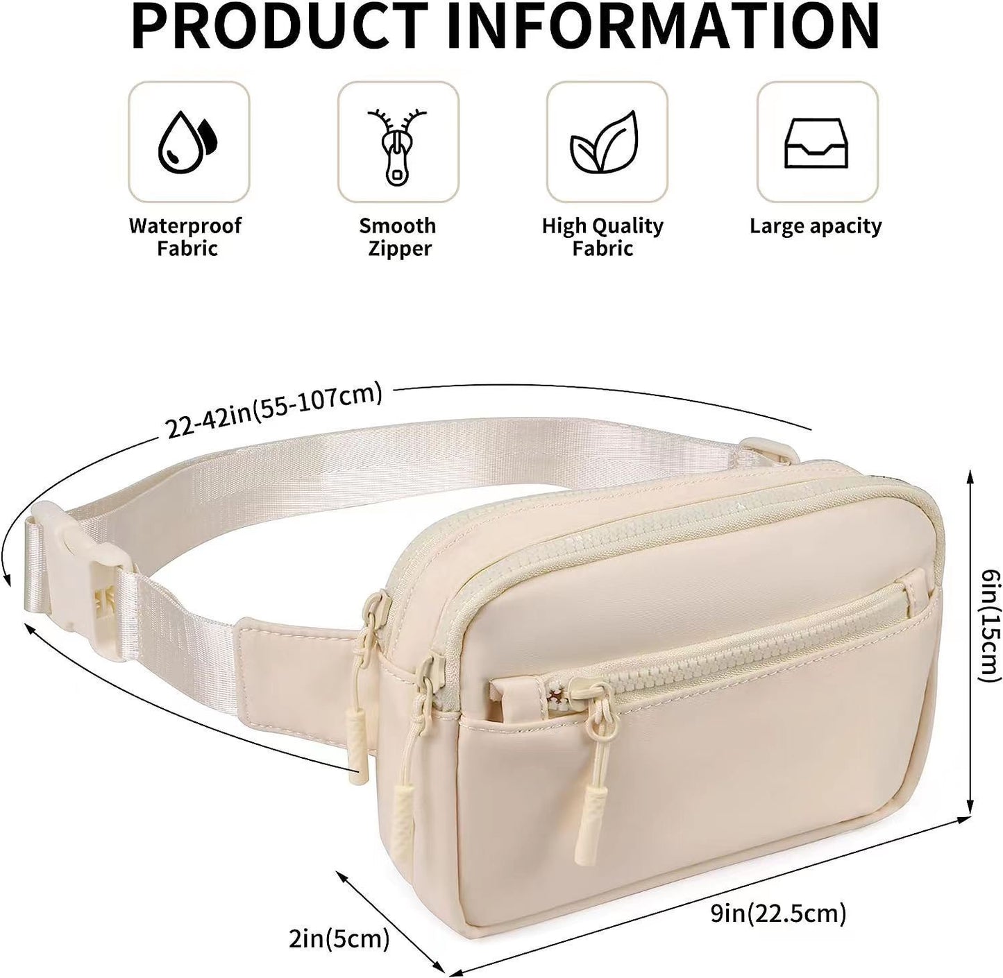 Fanny Packs for Women Men, Belt Bag with 4 Zipper Pockets, Fashion Waist Packs, Lightweight Crossbody Bags with Adjustable Strap for Workout/Running/Hiking - Moss Artistry