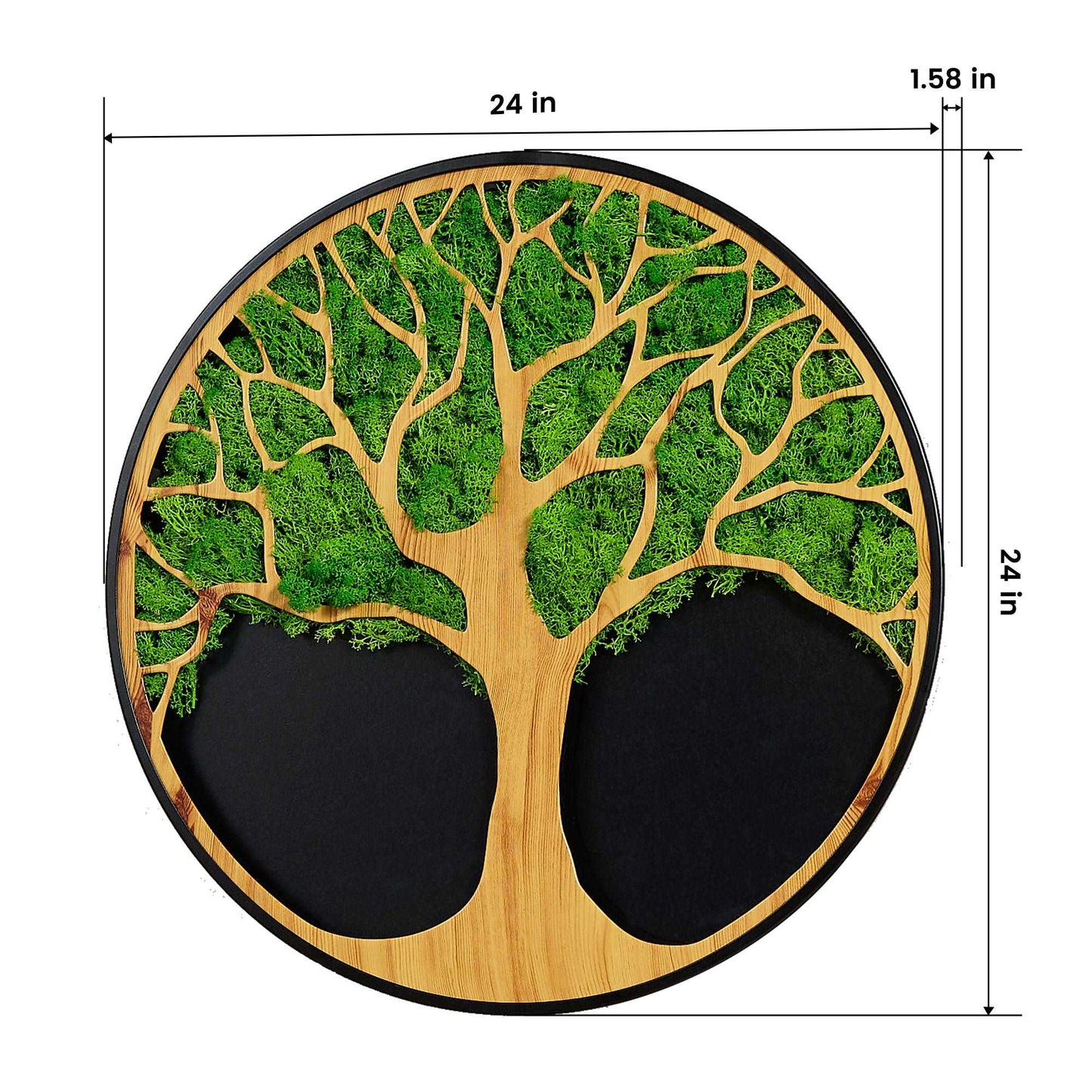 Life Tree Moss Iron Art Hanging Frame Wall Decor – Serenity in Design