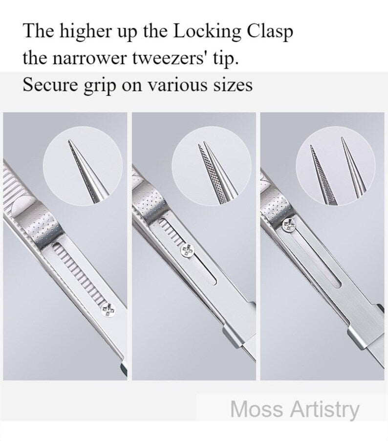 2 Pcs Set 6" Durable Stainless Steel Tweezer Set: Rust-resistant, HighMade of stainless steel, resistant to rust and corrosionHighly elastic design, suitable for various sizesAnti-static treatment to prevent static interferenceFeatures