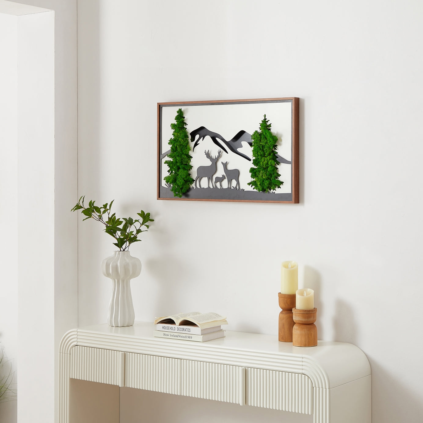 Deer Forest Metal Art Moss Wall Decor – Serenity in Silhouette - Moss Artistry