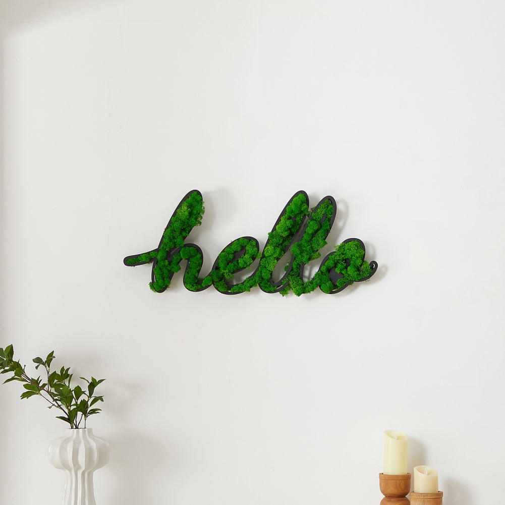 "HELLO" Letter Art Moss Wall Decor – A Natural Greeting - Moss Artistry