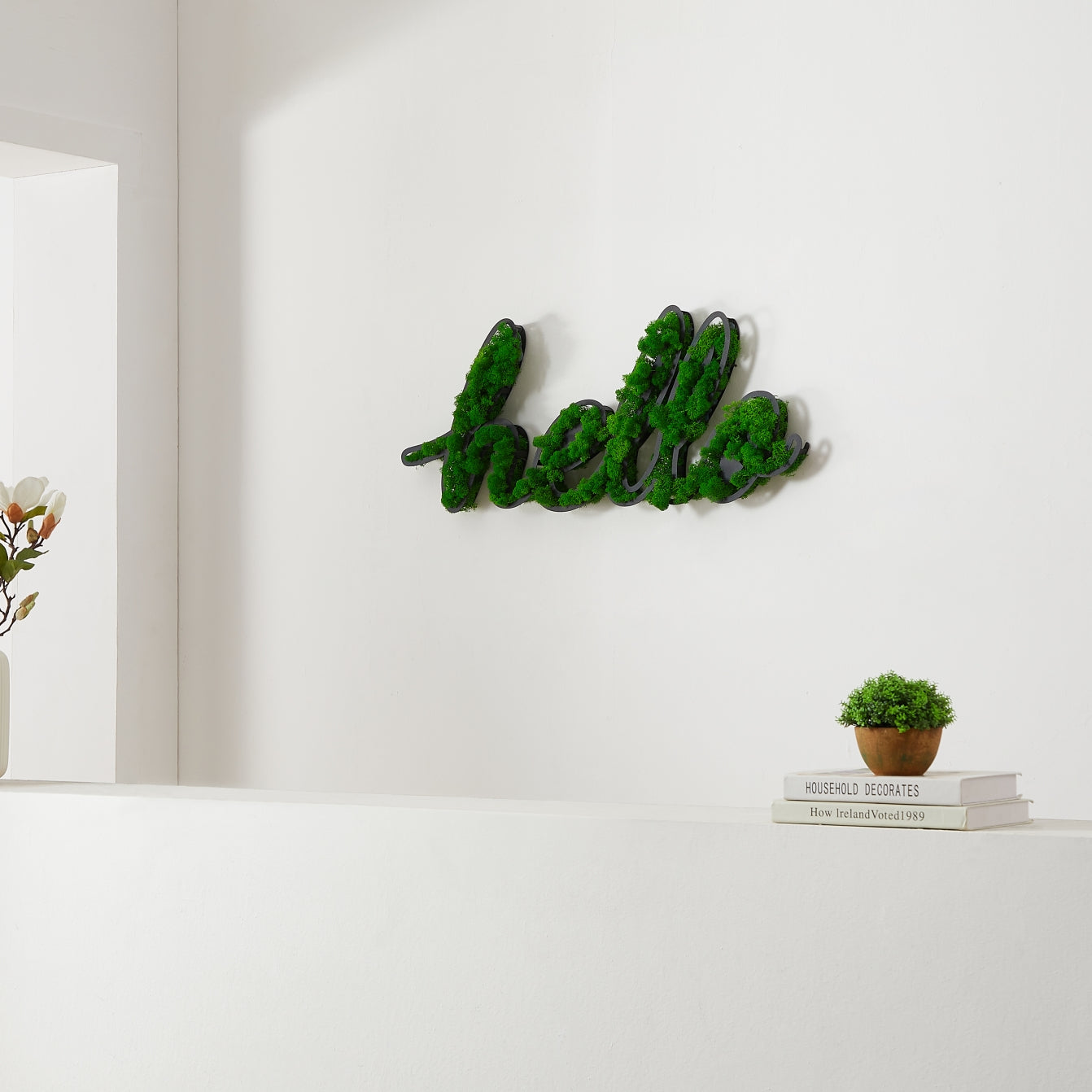 "HELLO" Letter Art Moss Wall Decor – A Natural Greeting - Moss Artistry