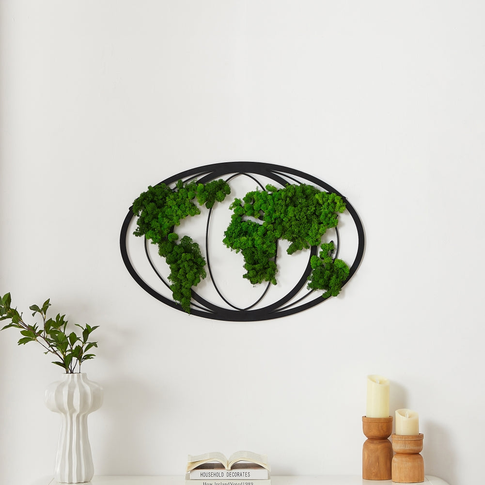Commercial Space Wall Decor EcoVista: Earth's Serenity - Map Moss Art Iron Hanging Frame - Moss Artistry