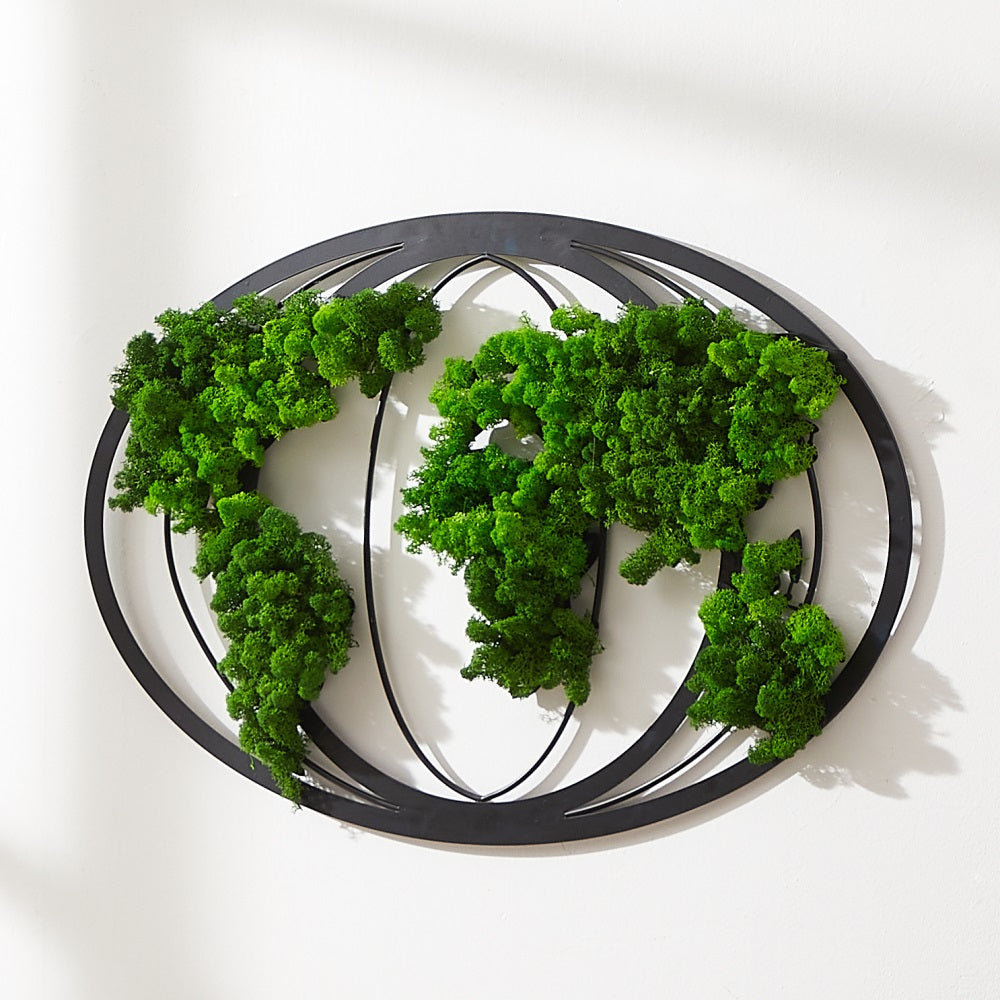 Commercial Space Wall Decor EcoVista: Earth's Serenity - Map Moss Art Iron Hanging Frame - Moss Artistry