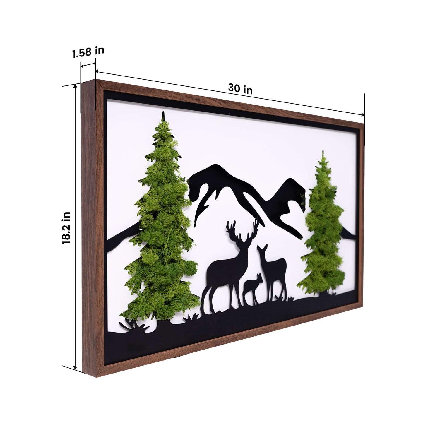 Deer Forest Metal Art Moss Wall Decor – Serenity in Silhouette