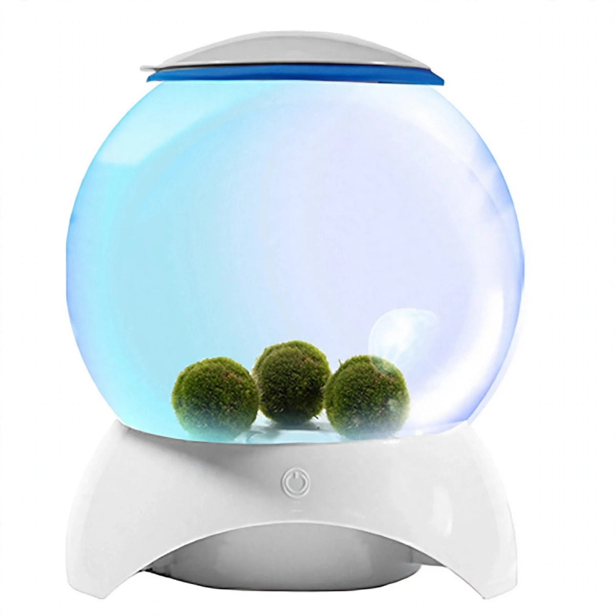 3L round marimo moss ball aquarium with LED light and water pump, white base