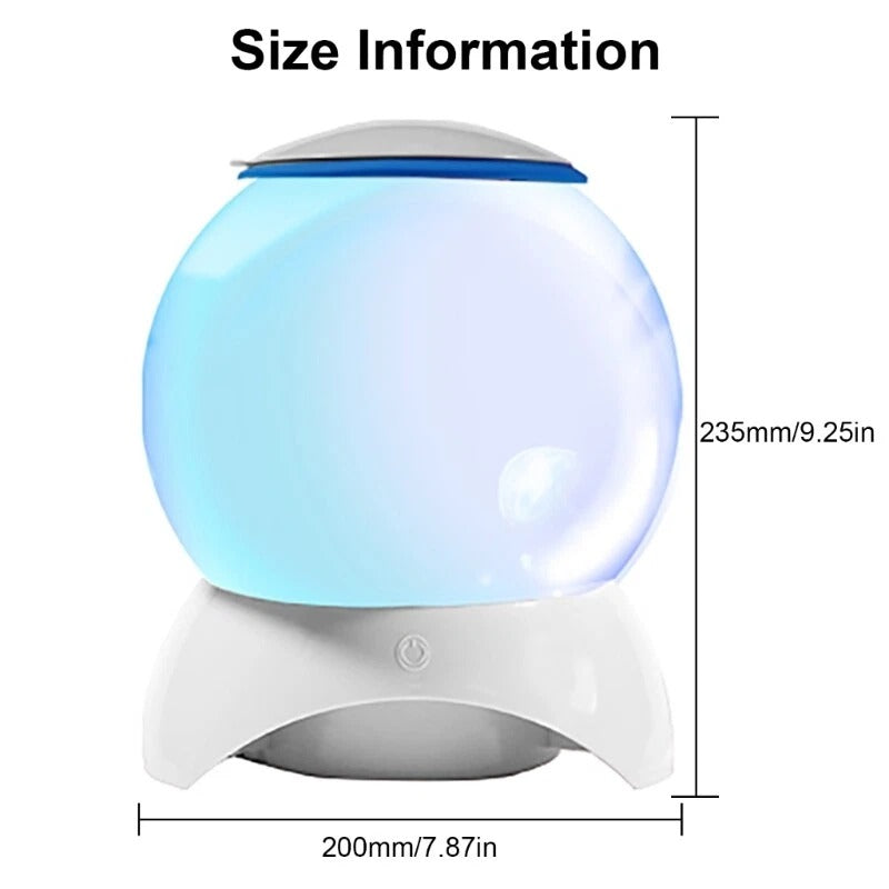 3L round marimo moss ball aquarium with LED light and water pump, white base