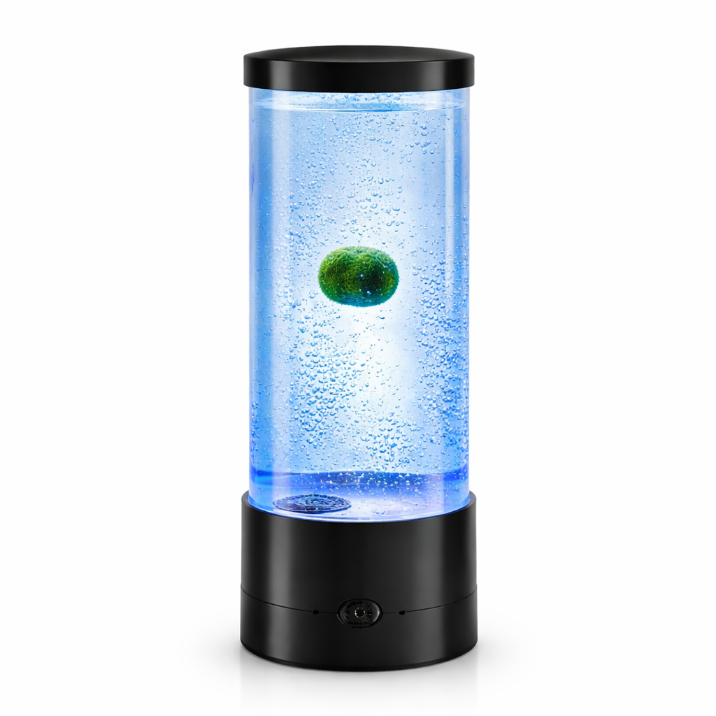 Marimo Tumbler With 1PC Large Marimo Marimo Bubble LED Aquarium Kit – Ambient Desk Light + Live Moss Ball