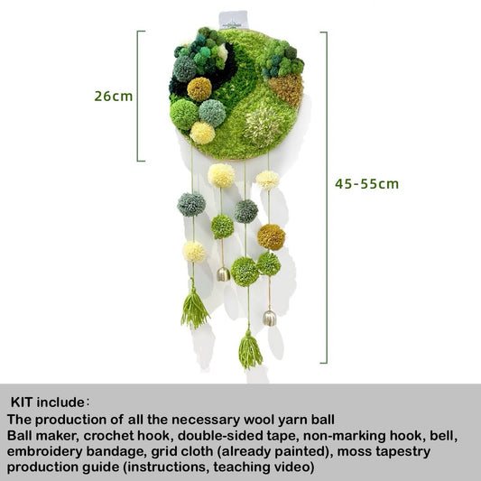 Moss Wall Hanging Knitiing,Crochet KIT Handmade Woven Tapestry Moss Art - Moss Artistry