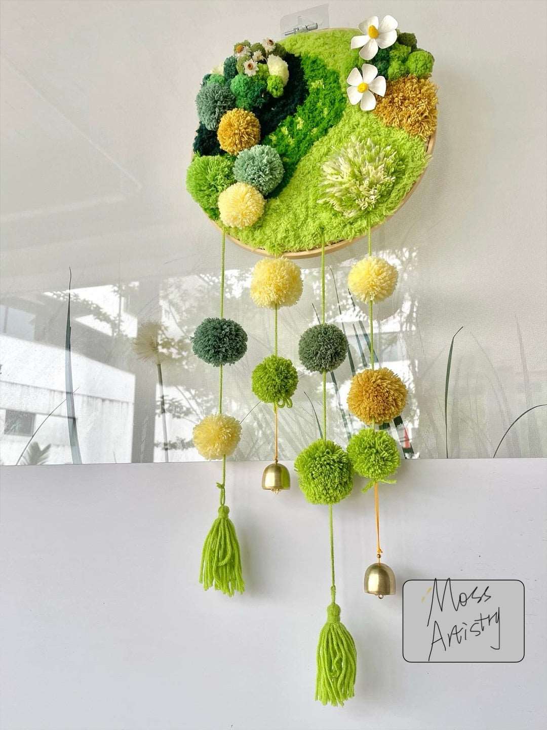 Moss Wall Hanging Knitiing,Crochet KIT Handmade Woven Tapestry Moss Art - Moss Artistry