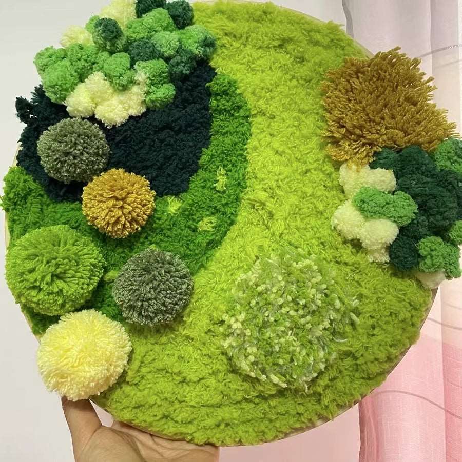 Moss Wall Hanging Knitiing,Crochet KIT Handmade Woven Tapestry Moss Art - Moss Artistry