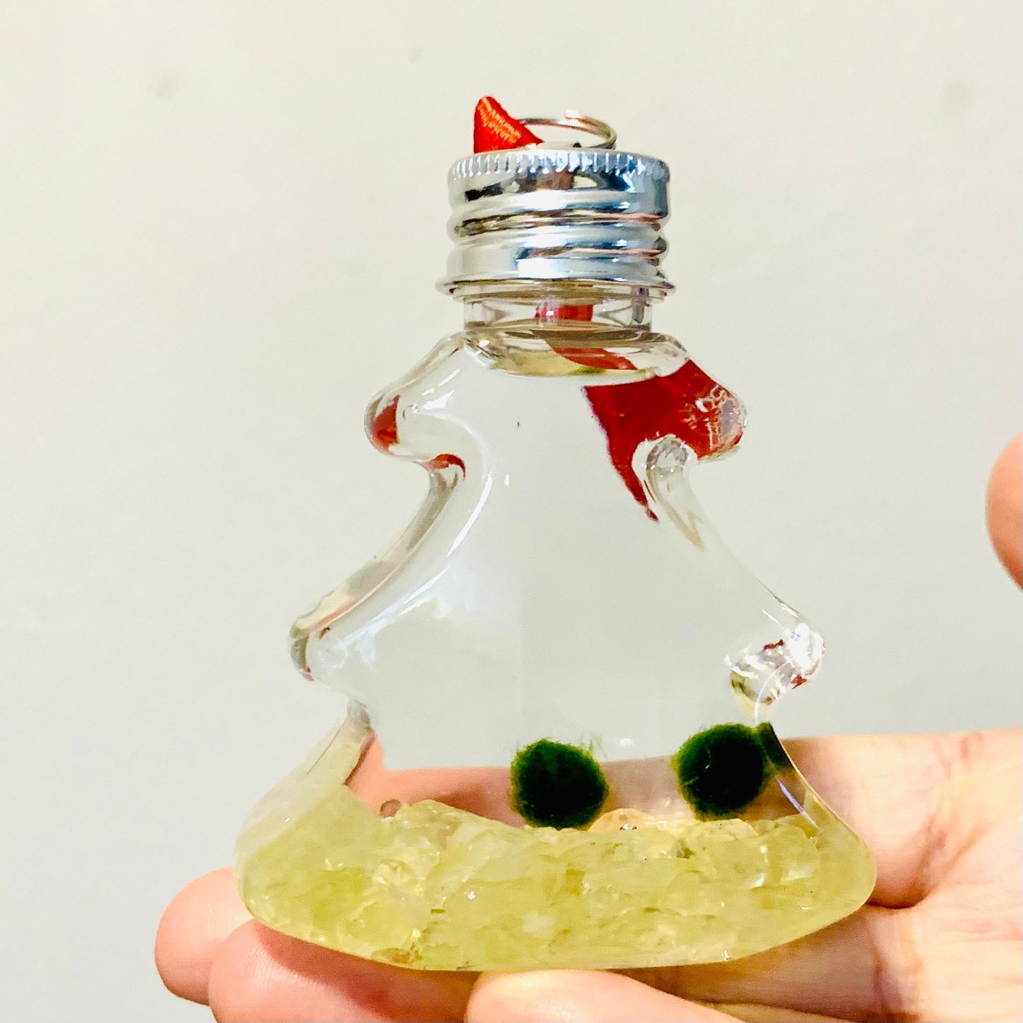 Live Moss Ball Aqua Plant Pet Ornament with Natural Yellow Citrine