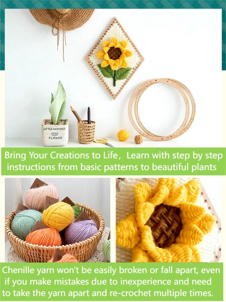 Sunflower Crochet Kit for Beginners,16in Crochet Kit Sunflower,BeginneThis a great gift idea for any occasion and a wonderful gift for your loved ones as a thank-you gift. Floral decor for the kitchen, living room, or hallway with knit