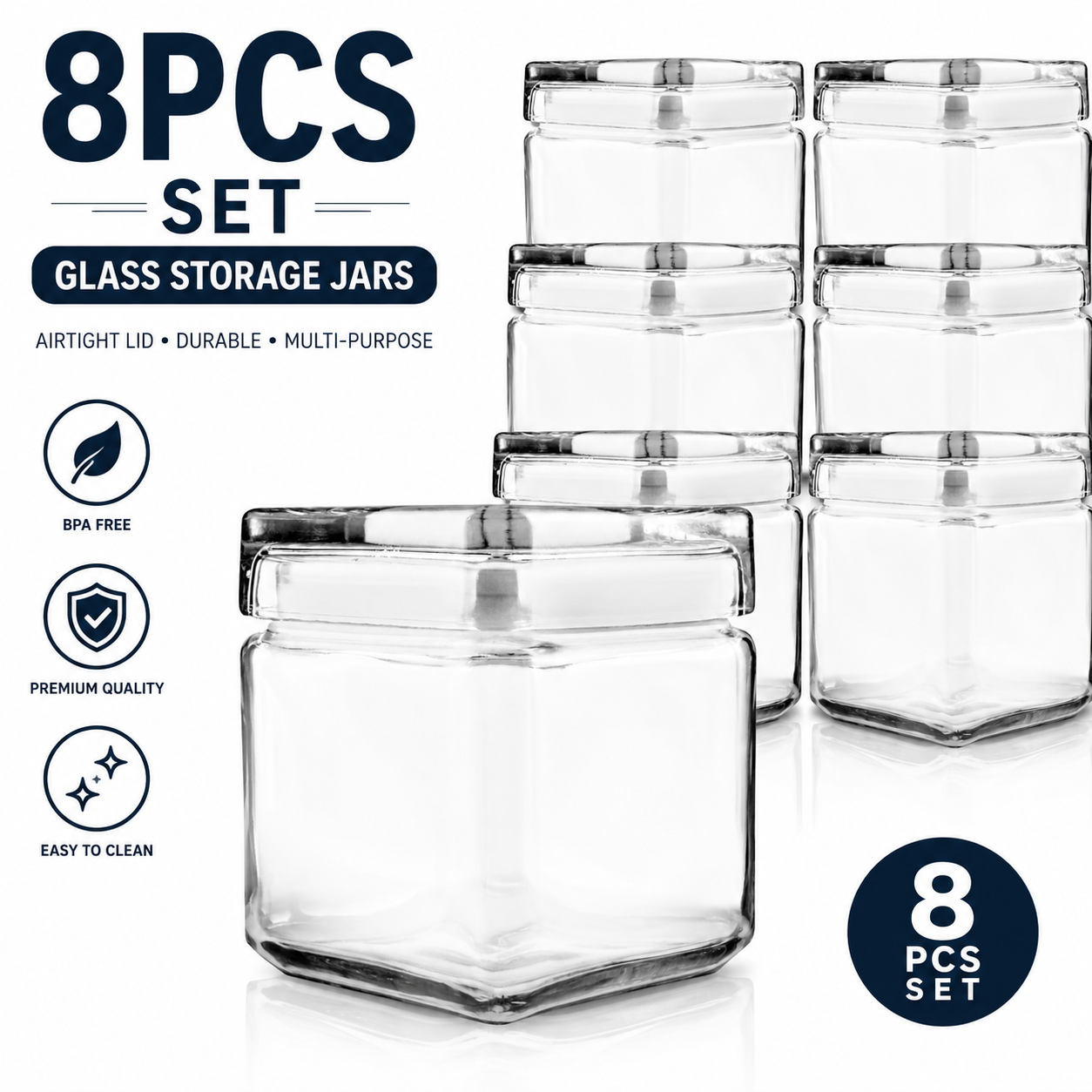 800ml Glass Container 1-Quart Jars with Glass Lids