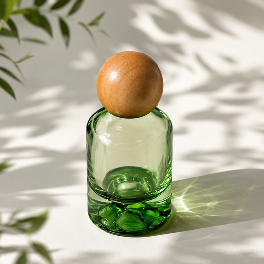 50ml Volcano Glass Spray Bottle Perfume Bottle with Wooden Cap & Gold Spray Pump