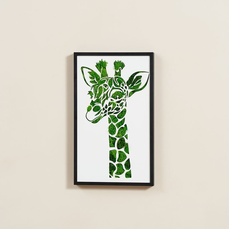 Giraffe Metal Art Moss Wall Decor – Nature's Majesty in Green - Moss Artistry