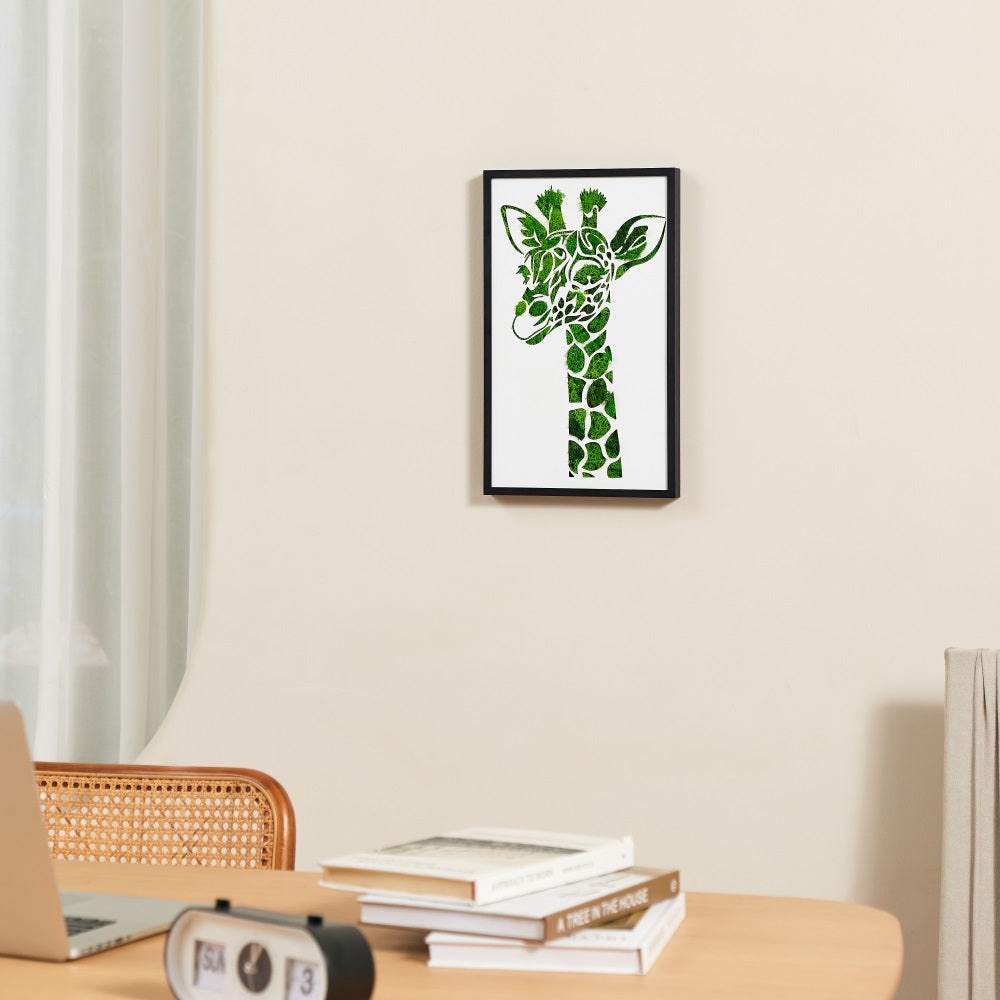 Giraffe Metal Art Moss Wall Decor – Nature's Majesty in Green - Moss Artistry