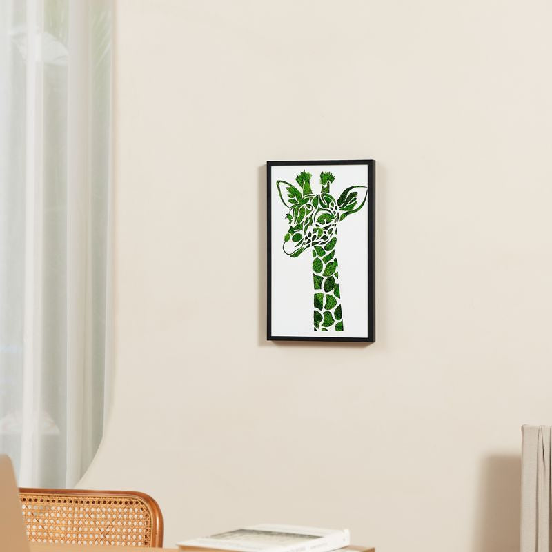 Giraffe Metal Art Moss Wall Decor – Nature's Majesty in Green - Moss Artistry