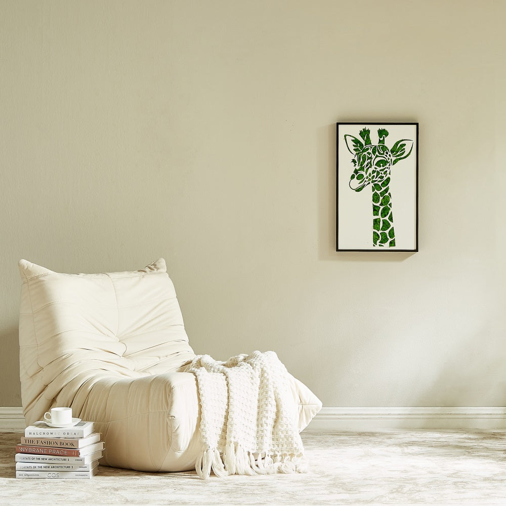 Giraffe Metal Art Moss Wall Decor – Nature's Majesty in Green - Moss Artistry