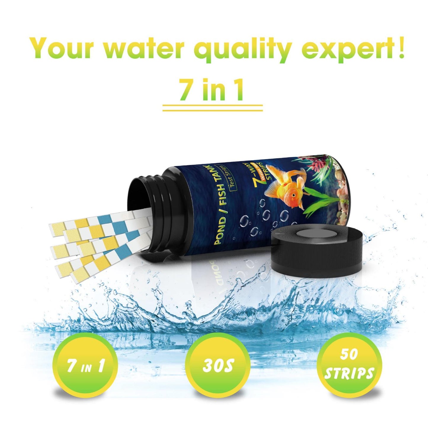 100PCS Water Test Strips Pond Water Test Kit 7 in 1 Water Hardness Tester