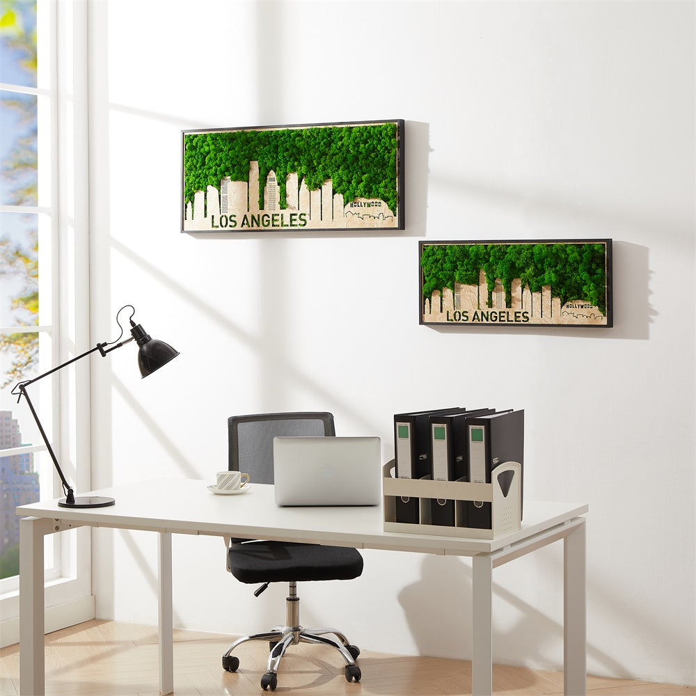 Legendary LA Los Angeles City Silhouette Moss Wall Art – Urban Nature in Harmony - Moss Artistry