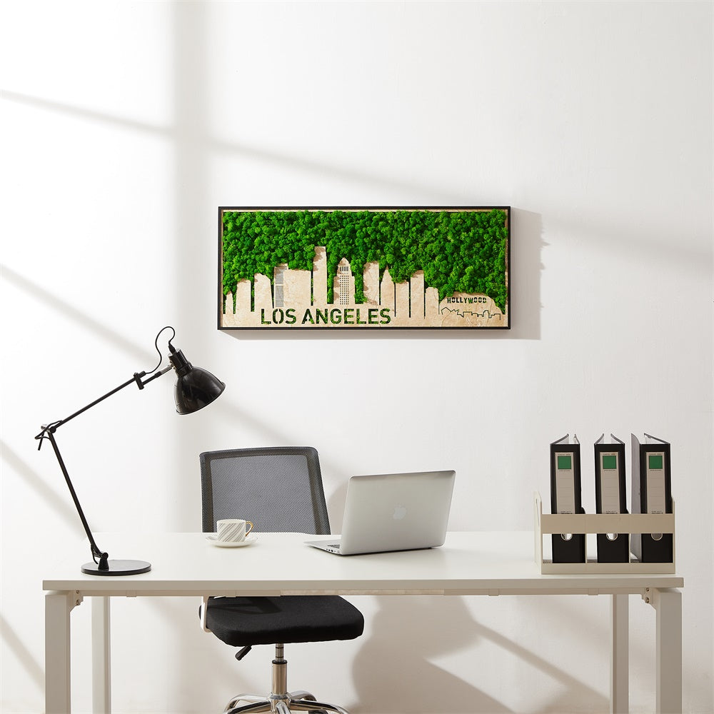 Legendary LA Los Angeles City Silhouette Moss Wall Art – Urban Nature in Harmony - Moss Artistry