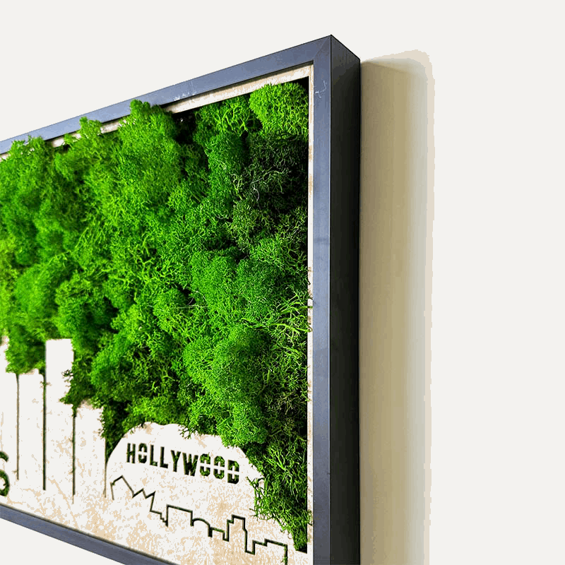 Legendary LA Los Angeles City Silhouette Moss Wall Art – Urban Nature in Harmony