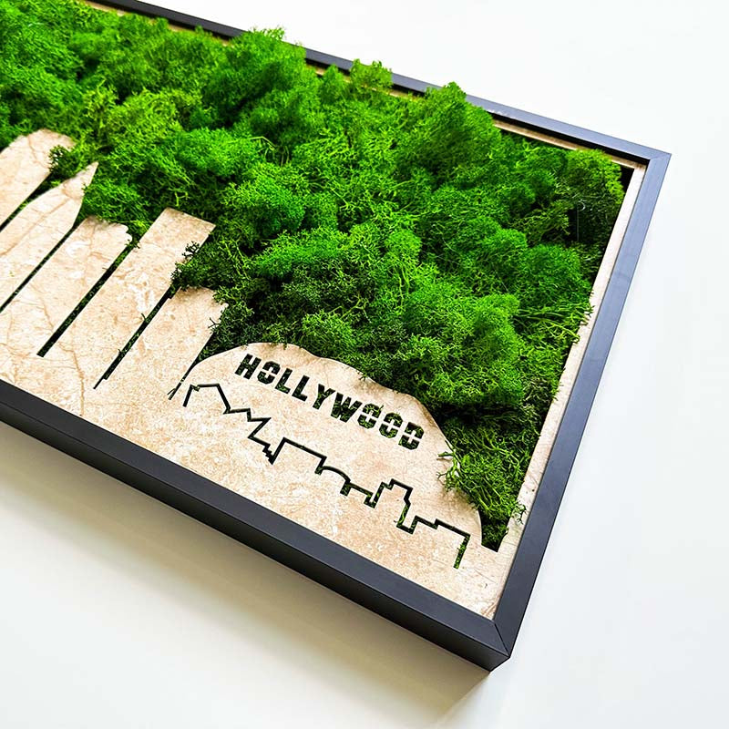 Legendary LA Los Angeles City Silhouette Moss Wall Art – Urban Nature in Harmony - Moss Artistry