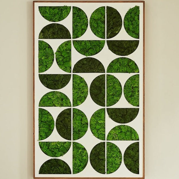 Luxury Home Interior Design Geometric Preserved Moss Wall Art with Wrought Iron Frame - Moss Artistry
