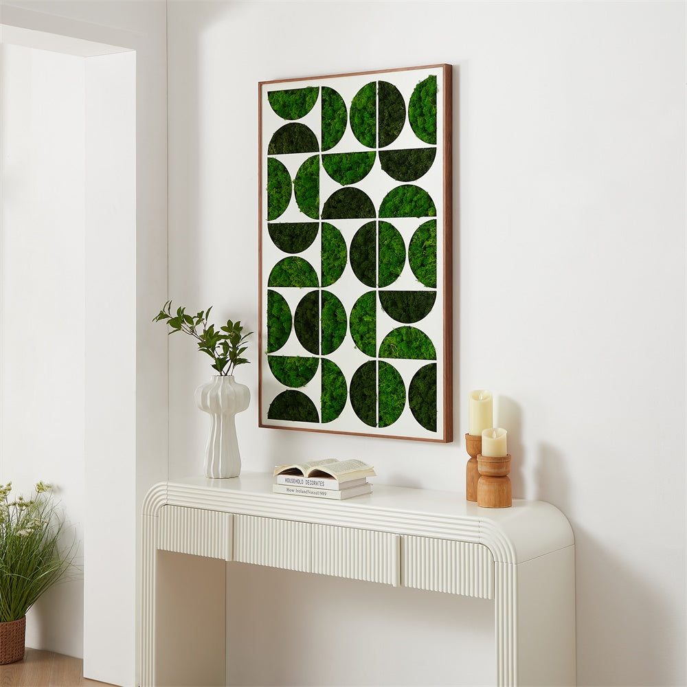 Luxury Home Interior Design Geometric Preserved Moss Wall Art with Wrought Iron Frame - Moss Artistry