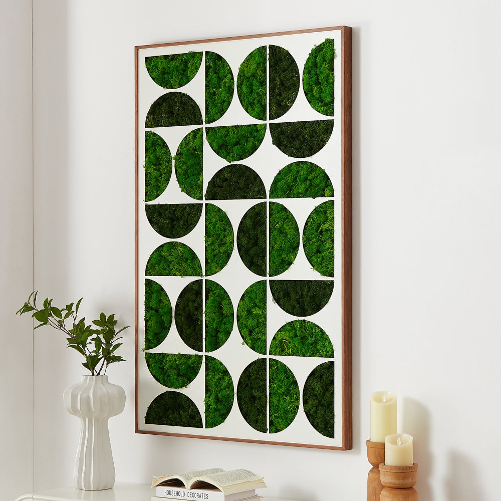 Luxury Home Interior Design Geometric Preserved Moss Wall Art with Wrought Iron Frame - Moss Artistry