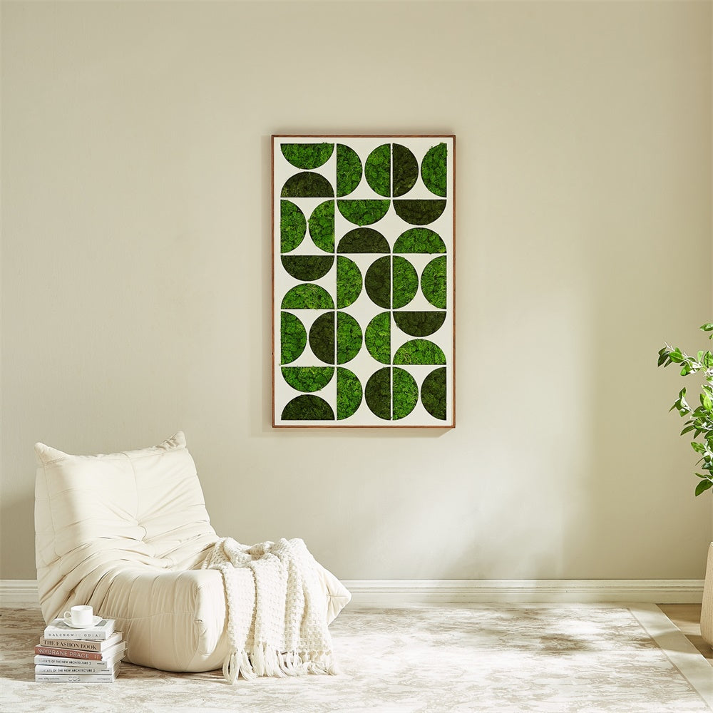 Luxury Home Interior Design Geometric Preserved Moss Wall Art with Wrought Iron Frame - Moss Artistry