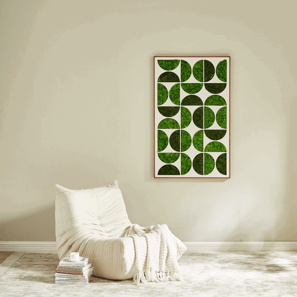 Geometric Preserved Moss Wall Art with Wrought Iron Frame