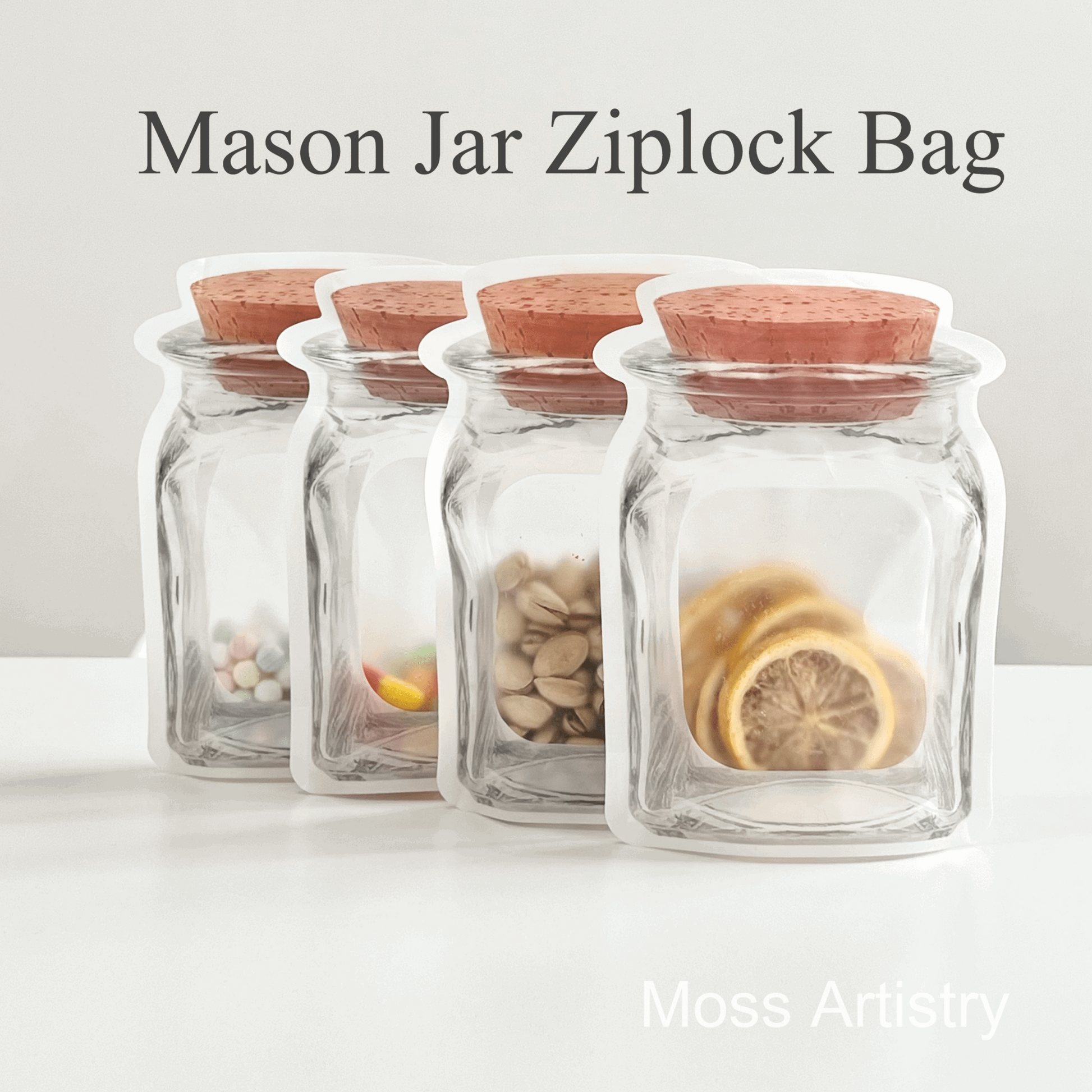Reusable Airtight Mason Jar Ziplock Bags Food Storage Solution with Airtight Seal, Washable Eco-Friendly