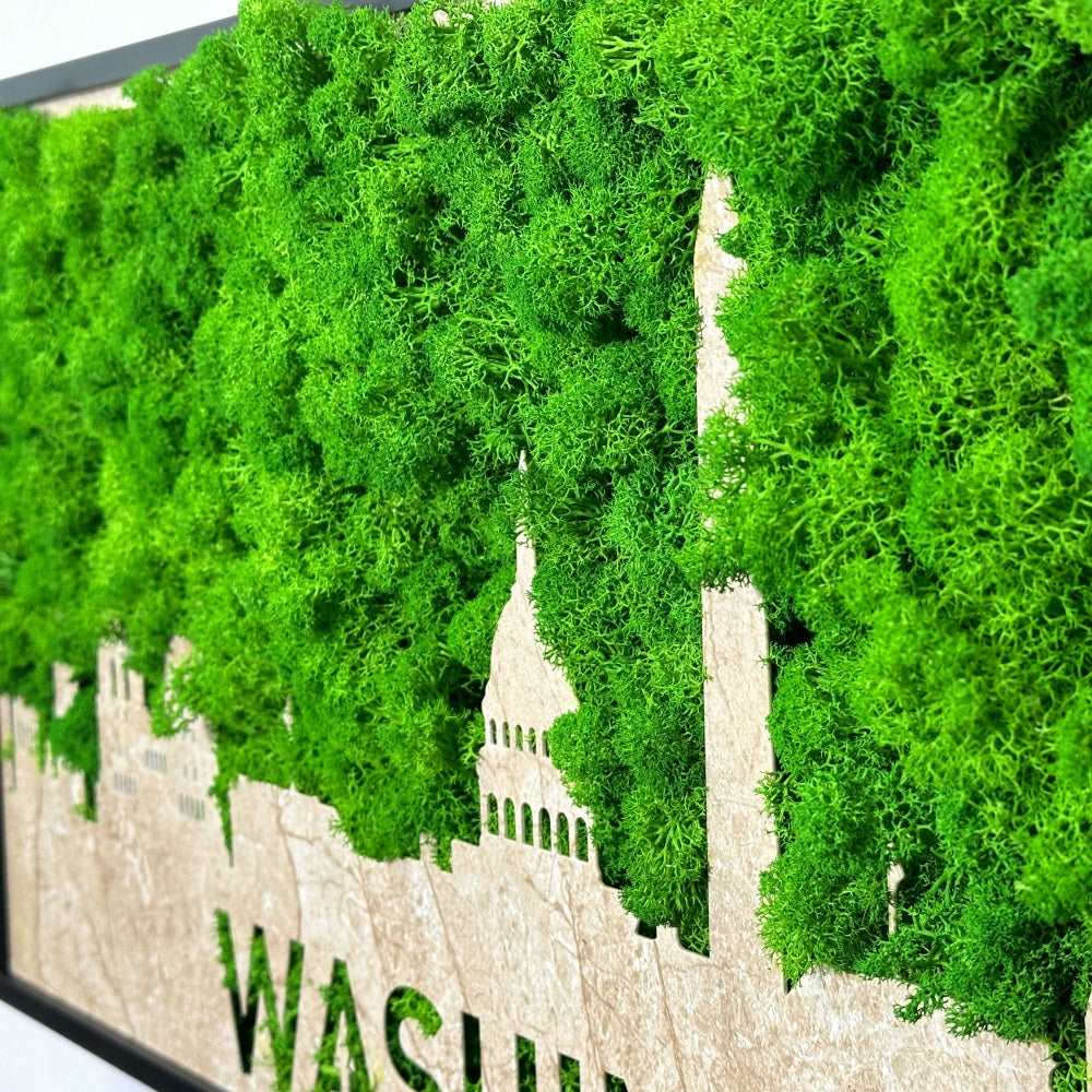 Washington City Silhouette Moss Wall Art Iron Hanging Frame