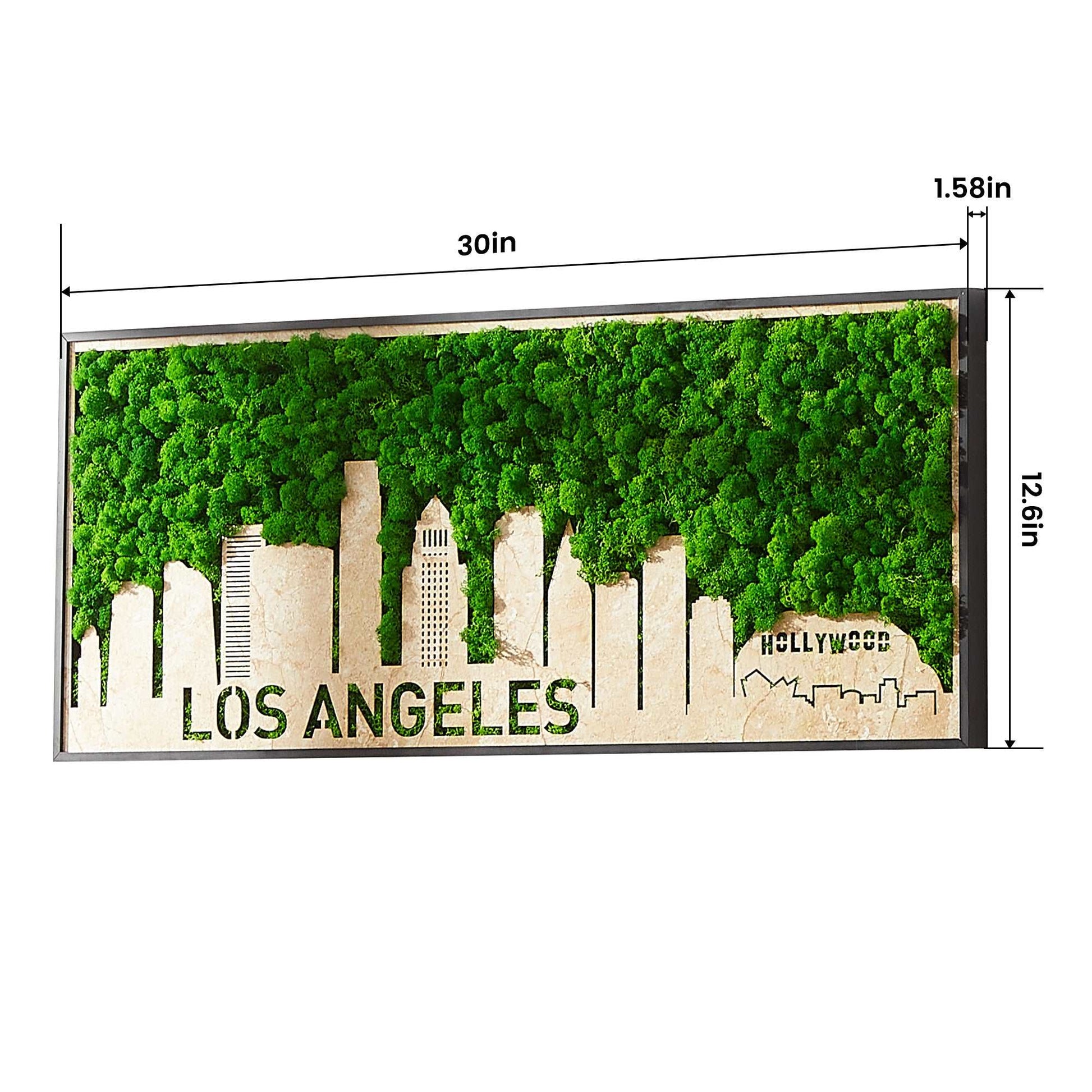 Legendary LA Los Angeles City Silhouette Moss Wall Art – Urban Nature in Harmony
