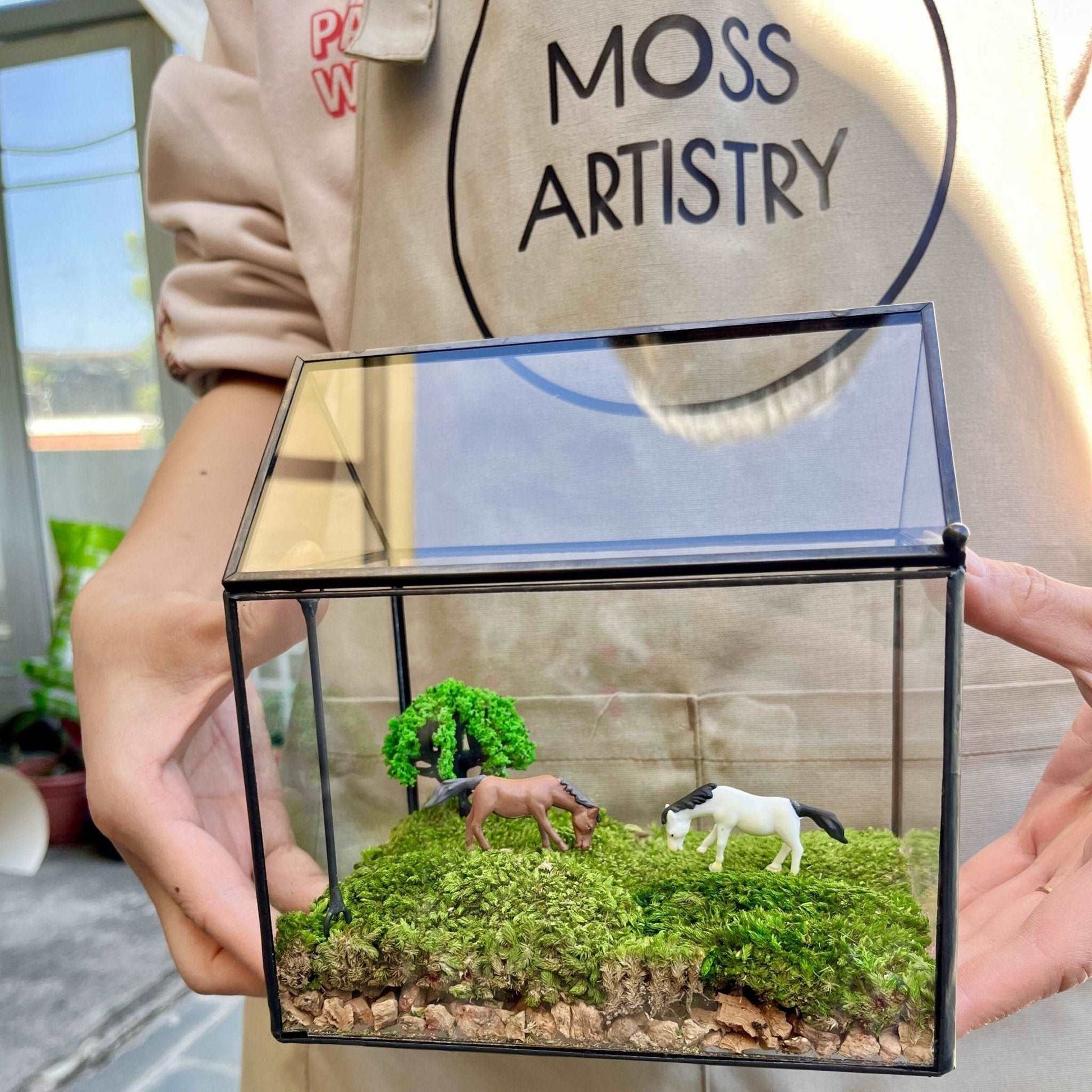 terrarium plants and animals Tranquil Pasture Handmade Glass Terrarium