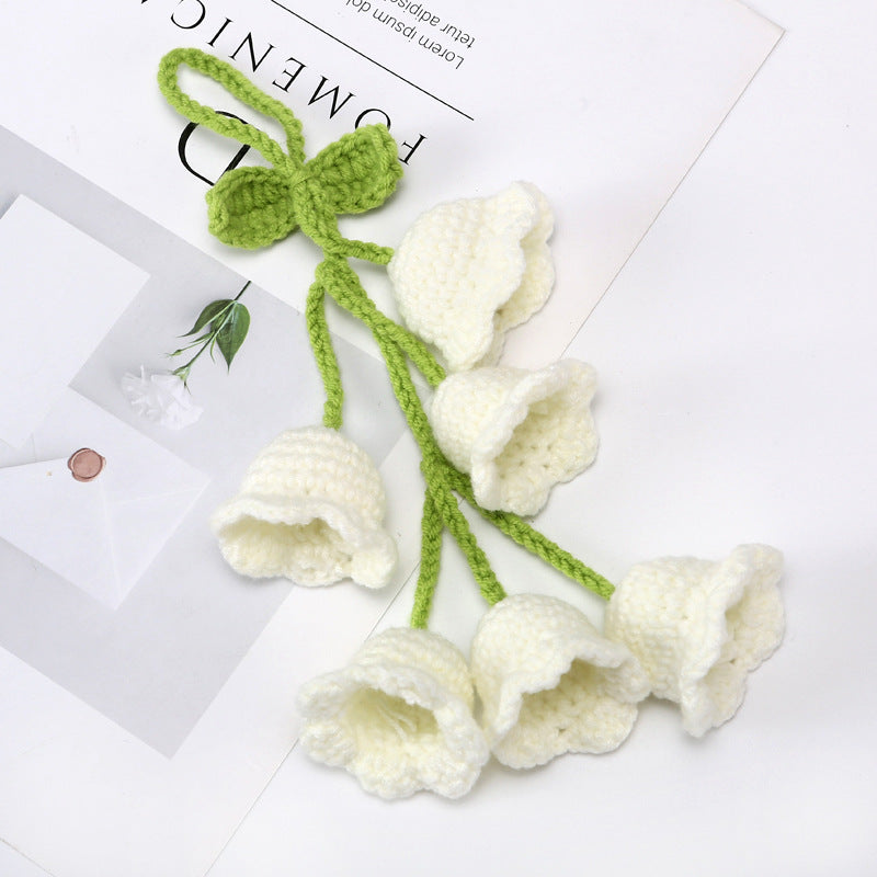 Lily of the Valley Handmade Crochet Car Mirror Hanging Accessories Car Decorations DIY Crafts Car Rearview Mirror Hanging Ornament - Moss Artistry