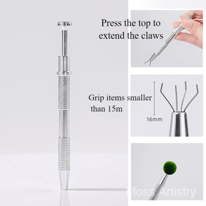4 Claws Tweezers Stainless Steel Four-Claw Grip for Marimo Moss Ball, This specialized tool, crafted from stainless steel and featuring a four-claw design, effortlessly grips Marimo Moss Balls and aids in handling gemstones, zirconia d