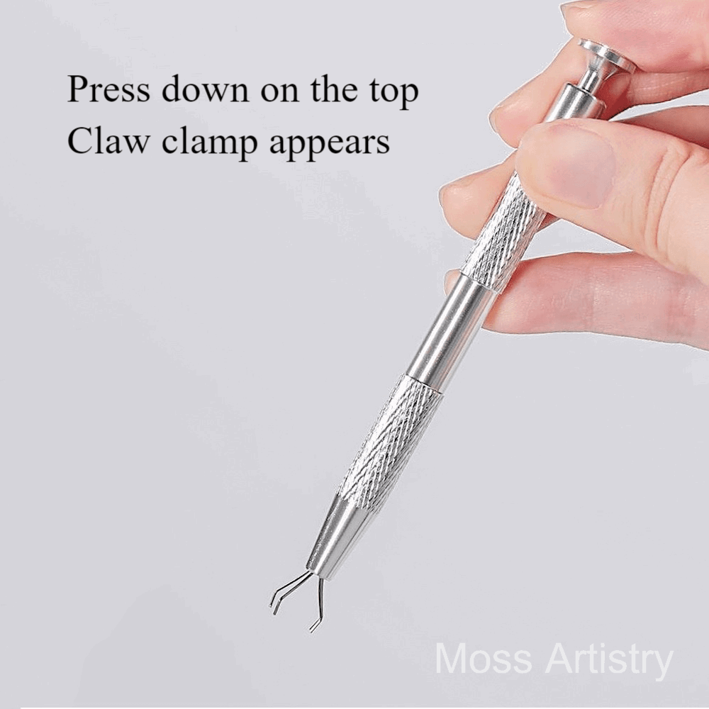 4 Claws Tweezers Stainless Steel Four-Claw Grip for Marimo Moss Ball, This specialized tool, crafted from stainless steel and featuring a four-claw design, effortlessly grips Marimo Moss Balls and aids in handling gemstones, zirconia d