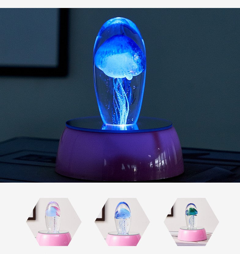 Glass Jellyfish Crystal Ball Ocean Ornament (without base) – Handcrafted Liuli Art Décor for Home & Office