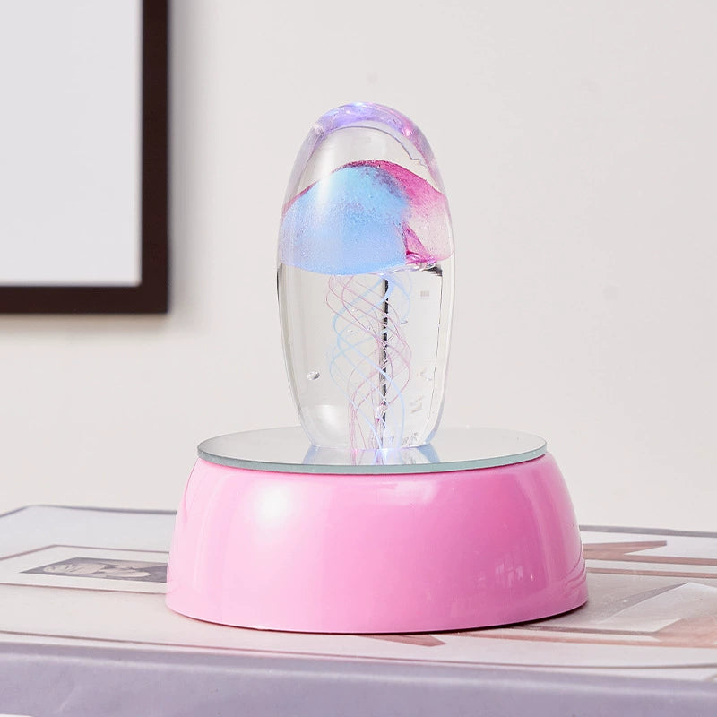 Glass Jellyfish Crystal Ball Ocean Ornament (without base) – Handcrafted Liuli Art Décor for Home & Office