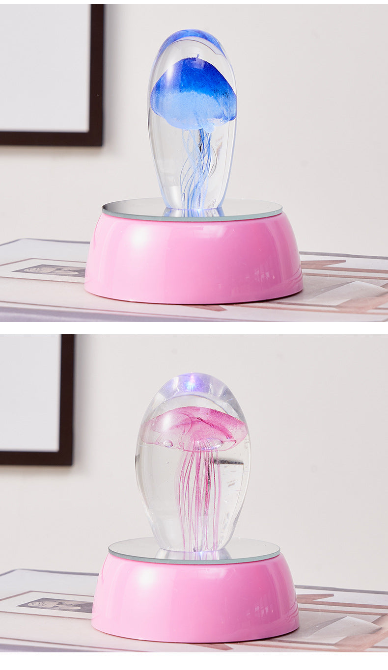 Glass Jellyfish Crystal Ball Ocean Ornament (without base) – Handcrafted Liuli Art Décor for Home & Office