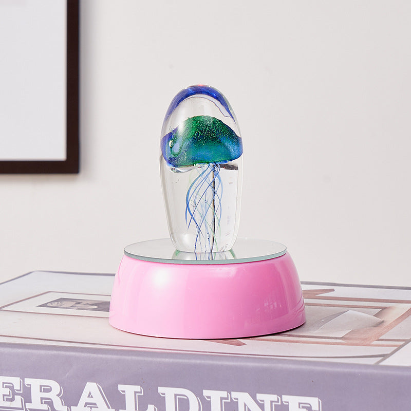 Glass Jellyfish Crystal Ball Ocean Ornament (without base) – Handcrafted Liuli Art Décor for Home & Office