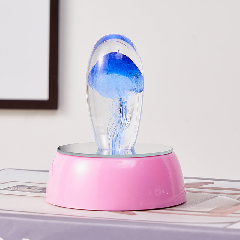 Glass Jellyfish Crystal Ball Ocean Ornament (without base) – Handcrafted Liuli Art Décor for Home & Office