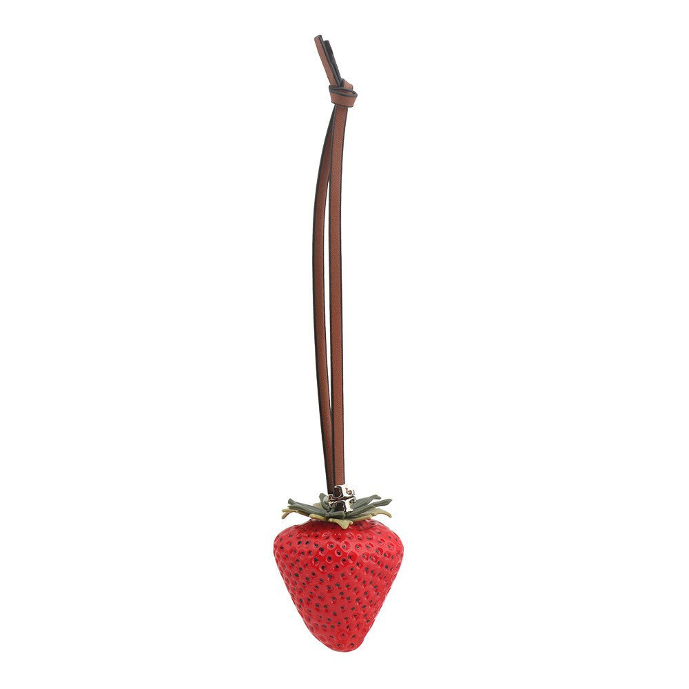 Strawberry Keychain – Red & Pink | Sweet Leather Charm Accessory