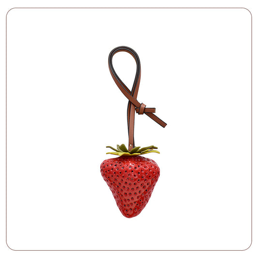 Strawberry Keychain – Red & Pink | Sweet Leather Charm Accessory